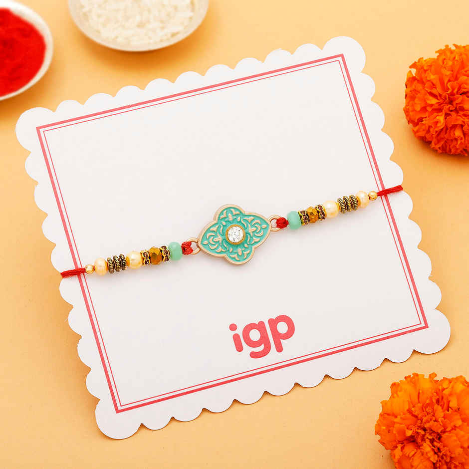 IGP Antique Motif Silver Rakhi - Elegant Shine