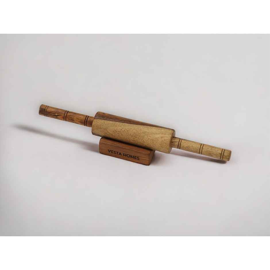 Vesta Homes Wooden Belan with Stand for Kitchen | Premium Solid Wood Roti | Chapati Rolling Pin