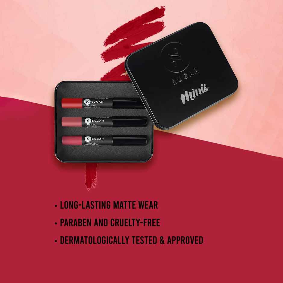 SUGAR Cosmetics Matte As Hell Mini Sets - Bold (Pack of 3)