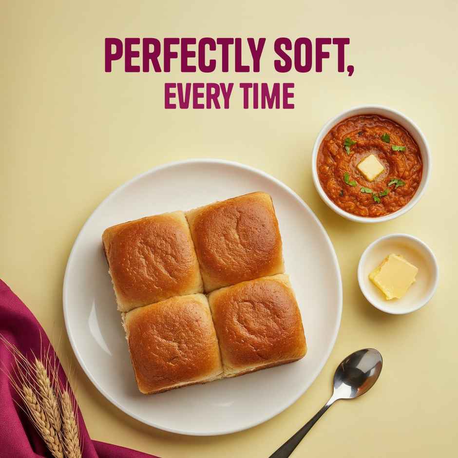 Protein Chef High Protein Pav Bun (Zero Maida, Multigrain) - Made with MP Sharbati Wheat