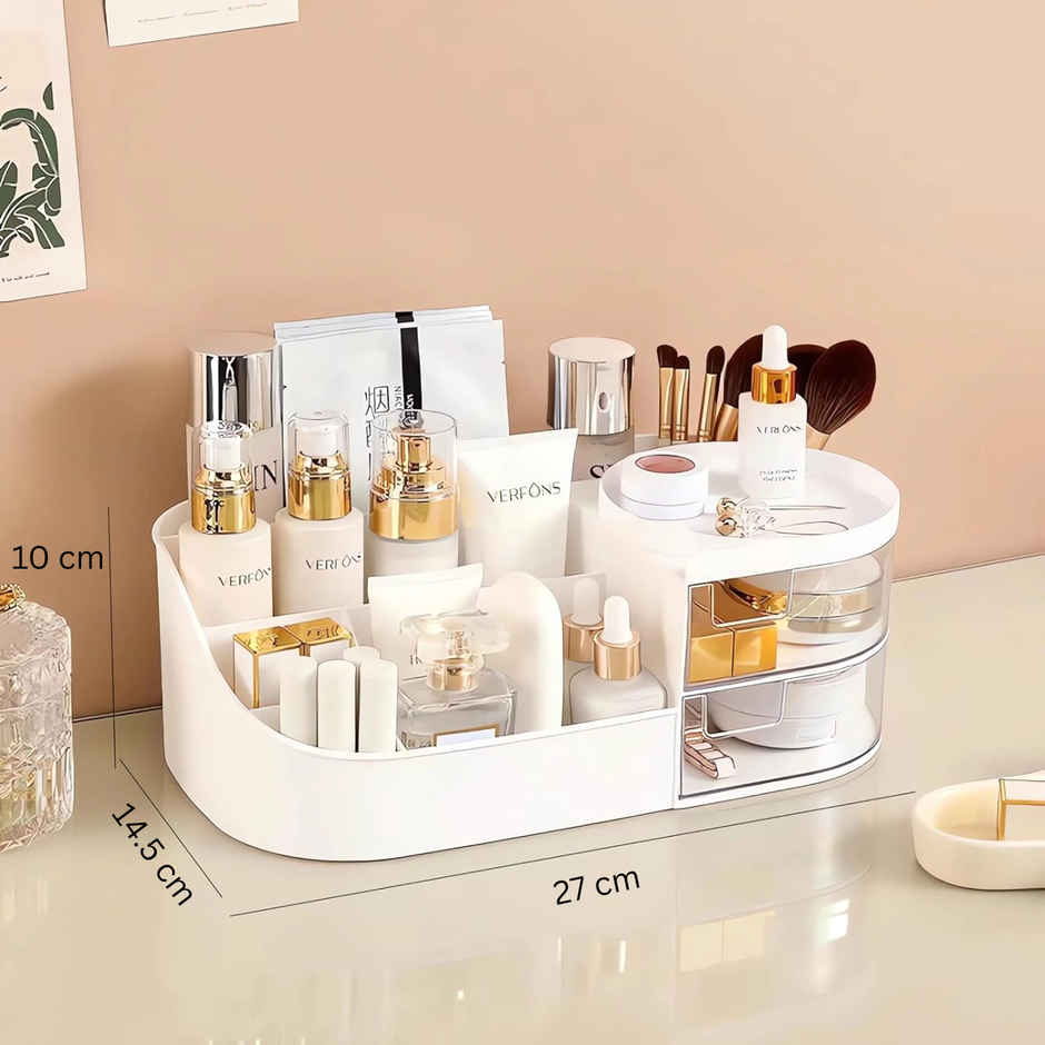 Zedak Plastic Multipurpose Makeup Organiser | White
