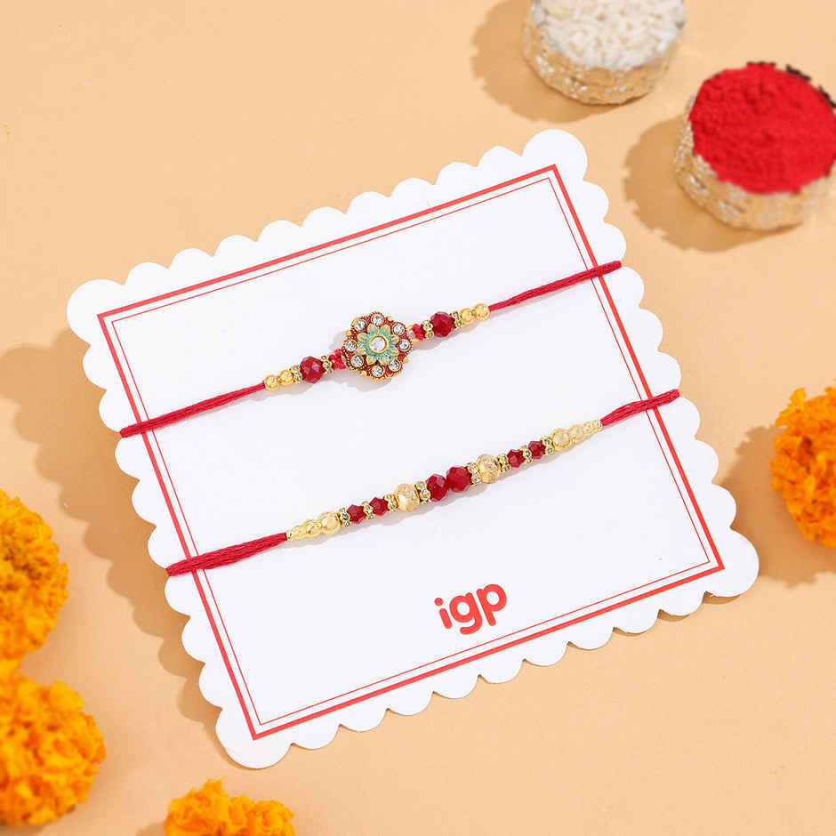 IGP Flower Rakhi Pack of 2 - Floral Rakhi Set