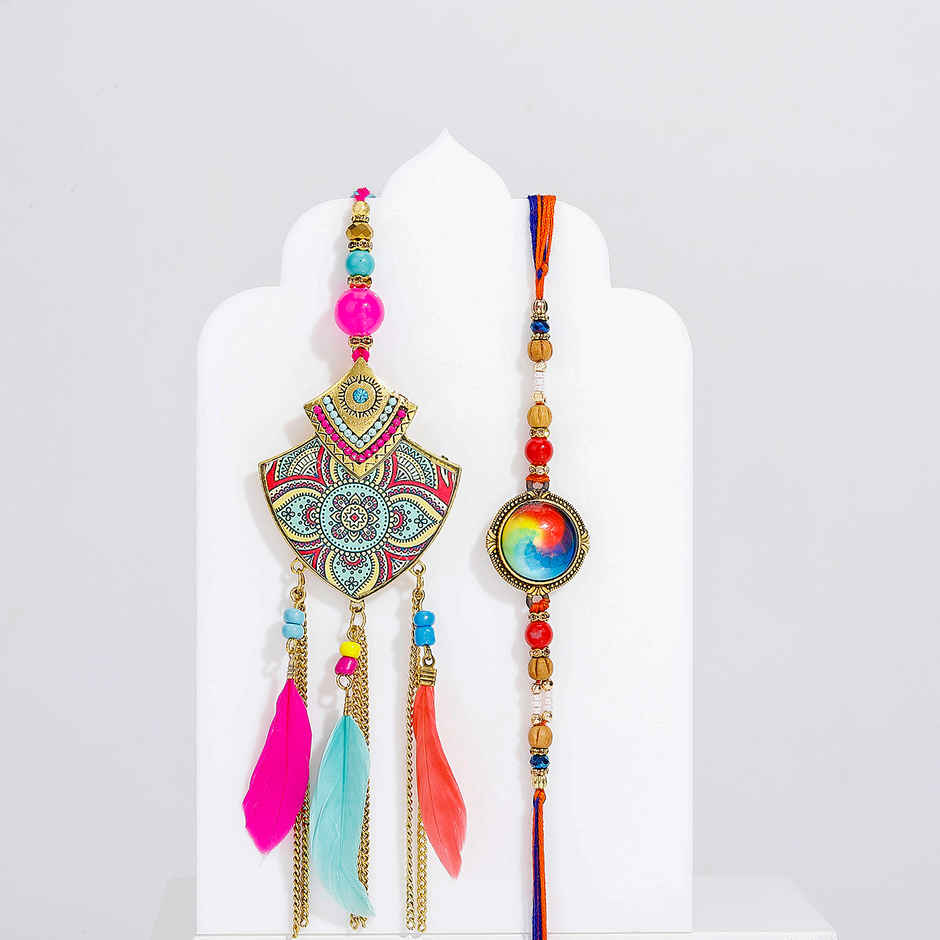 Bhaiya Bhabhi Colourful Mandala Rakhi (IGP)