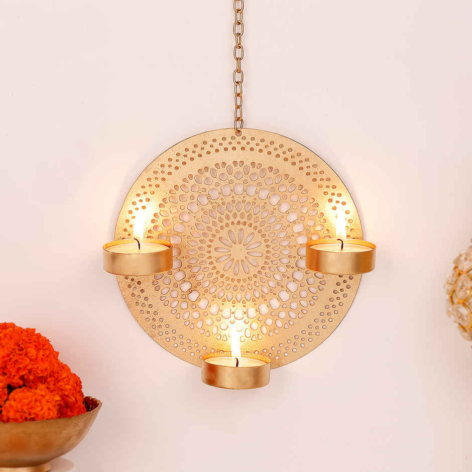 Moksha Tealight Candle Holder | Resin | Gold | IGP