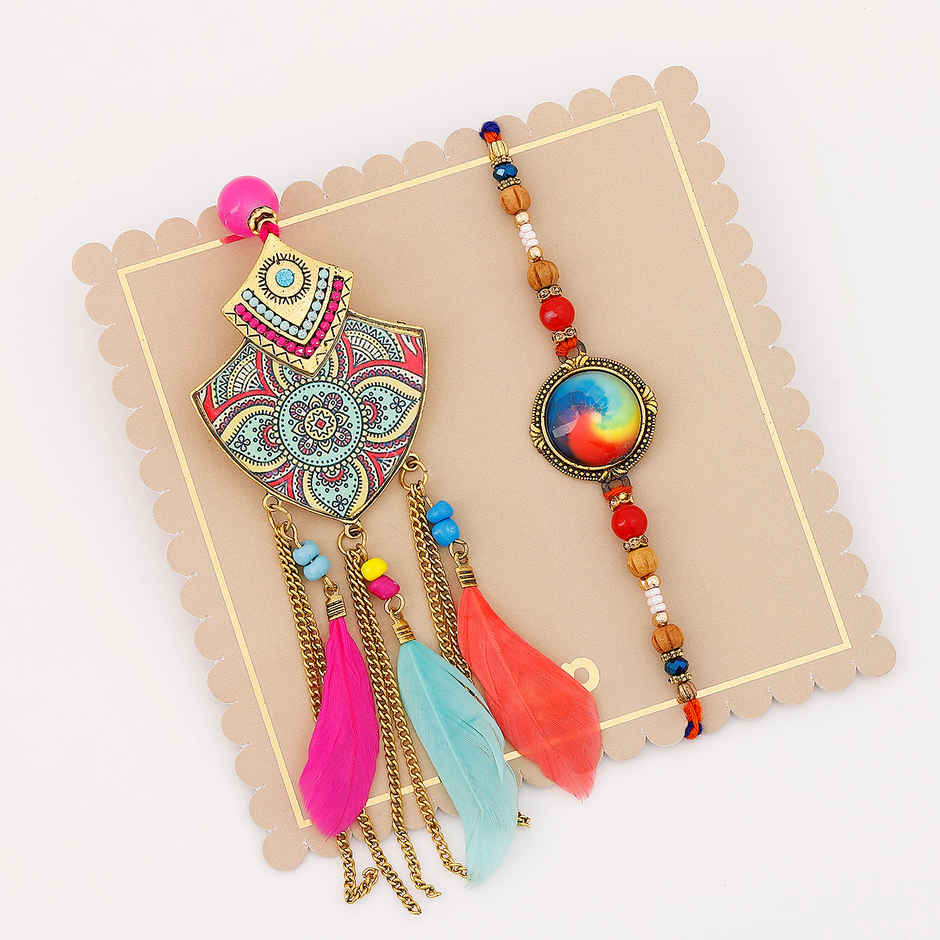 Bhaiya Bhabhi Colourful Mandala Rakhi (IGP)