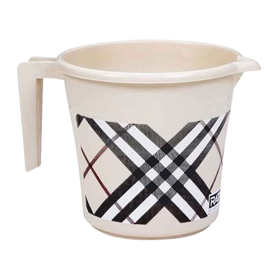Ratan Plasticware Frosty Checks Print Pack Of 1 Mug 1L -Beige