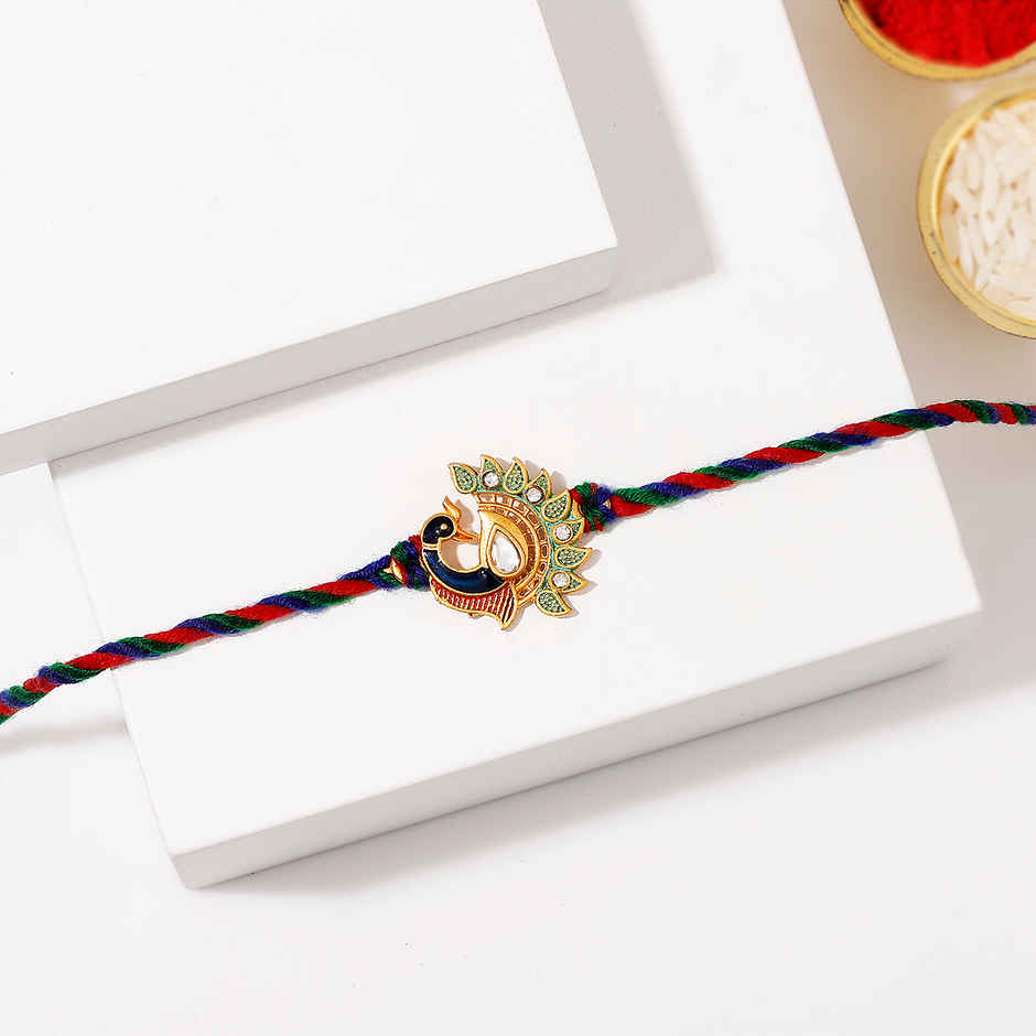 Elegant Stone Studded Peacock Rakhi | IGP