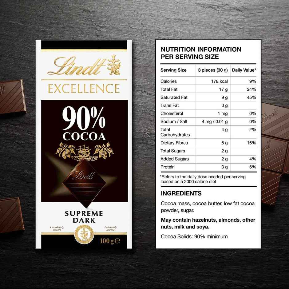 Lindt Excellence 90% Cocoa Supreme Dark Chocolate Bar