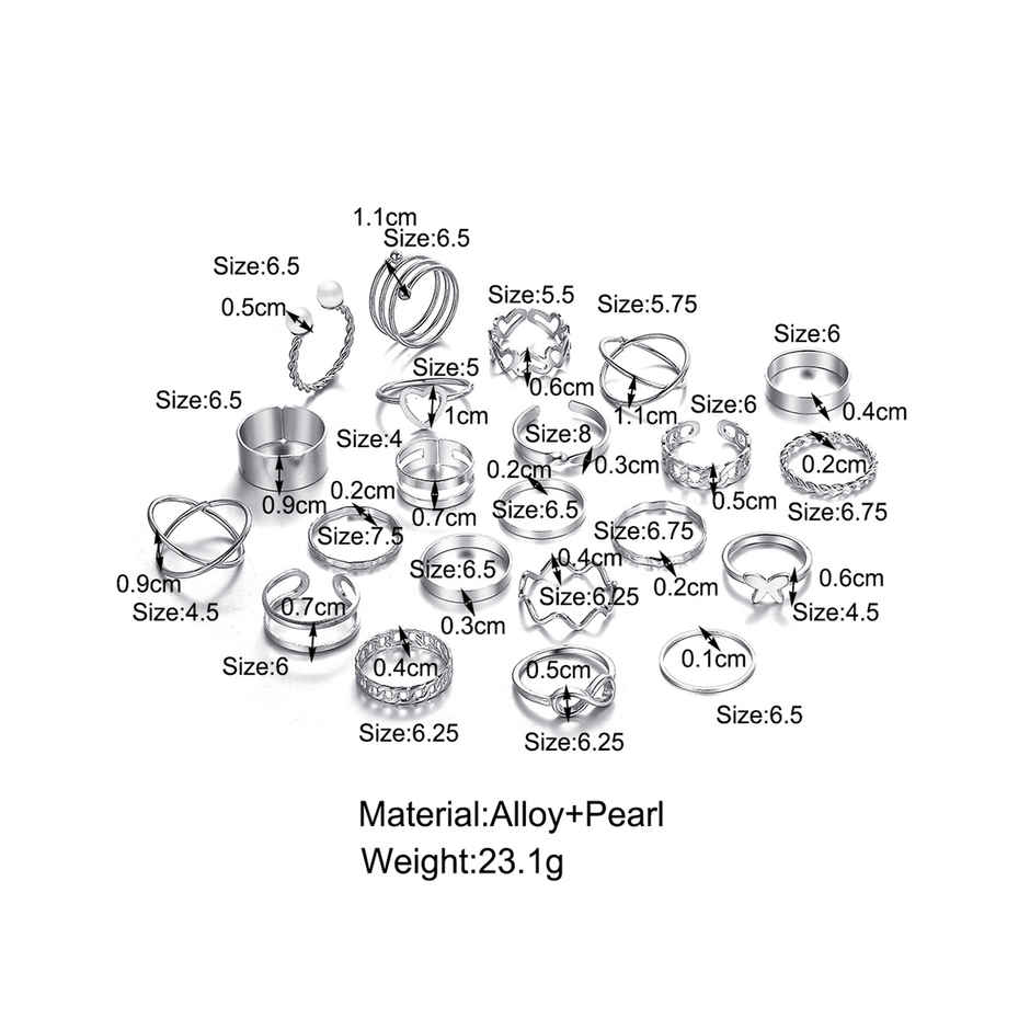 Shining Diva Fashion Jewellery Stylish Rings for Women and Girls - Set of 22 | Silver | Sd14738r