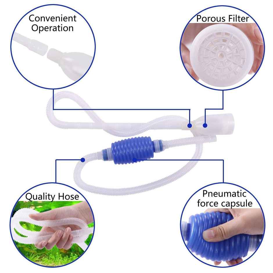Foodie Puppies Siphon Pump For Aquarium Cleaning - 1.7M Vacuum For Water Changing & Gravel Cleaning