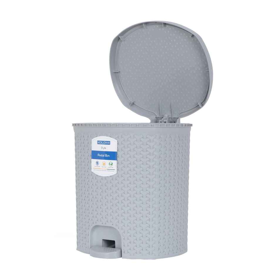 Kolorr Magnum Plastic Pedal Dustbin Medium Size Trash Can With Lid For Kitchen- 6 Liters (Grey)