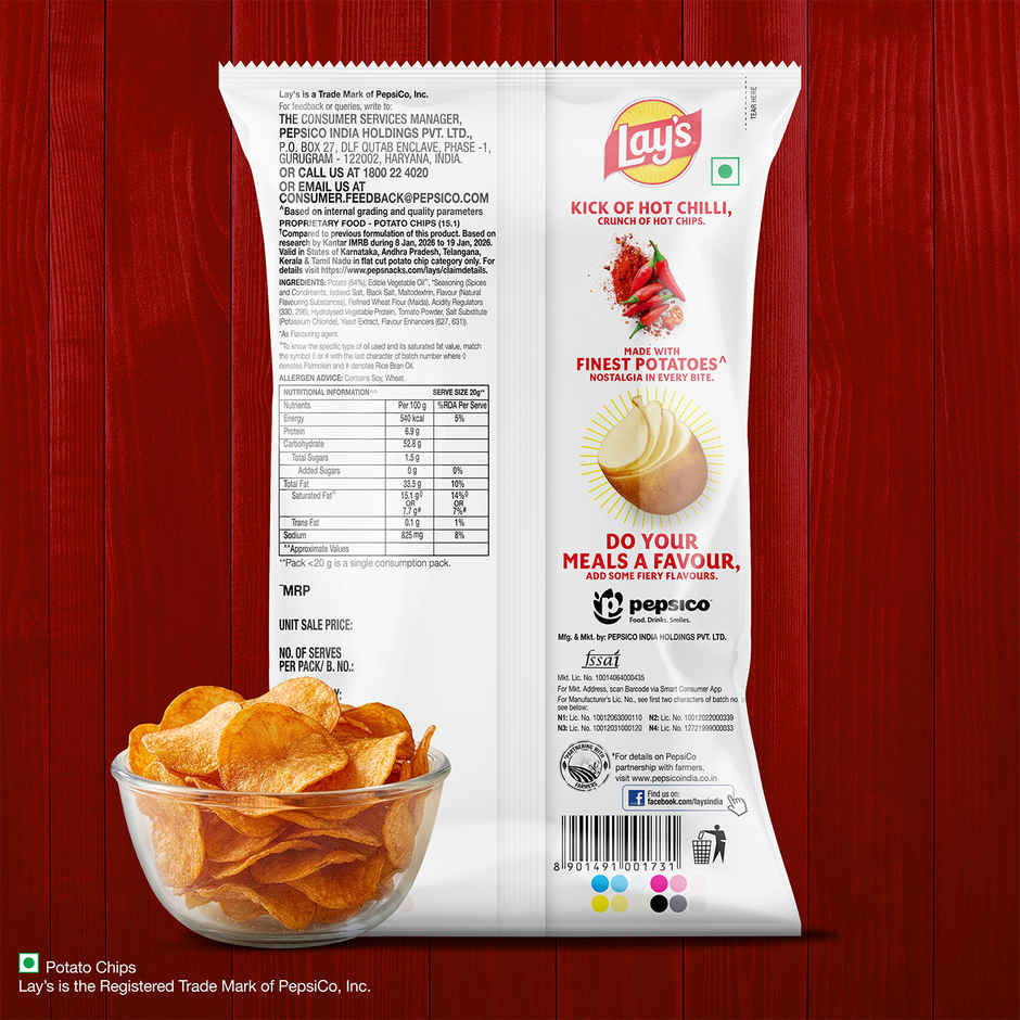 Lay's Hot Chips Style Asian Fiery Chilli Flavour Potato Chips