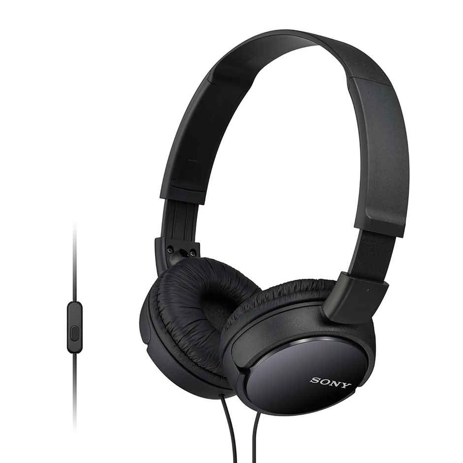 Sony Mdr-zx110ap Wired On-Ear Headphones | Tangle-free Cable | 3.5 mm Jack | Headset Mic- Black