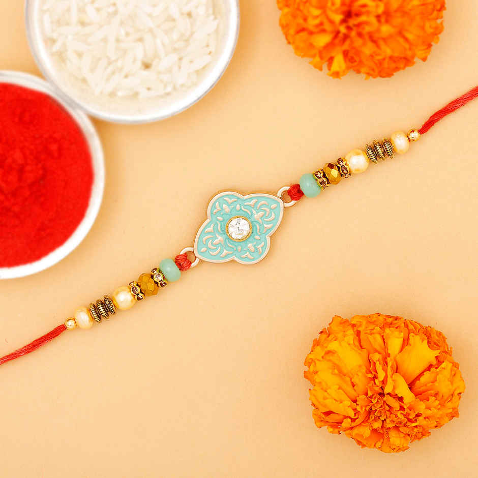 IGP Antique Motif Silver Rakhi - Elegant Shine