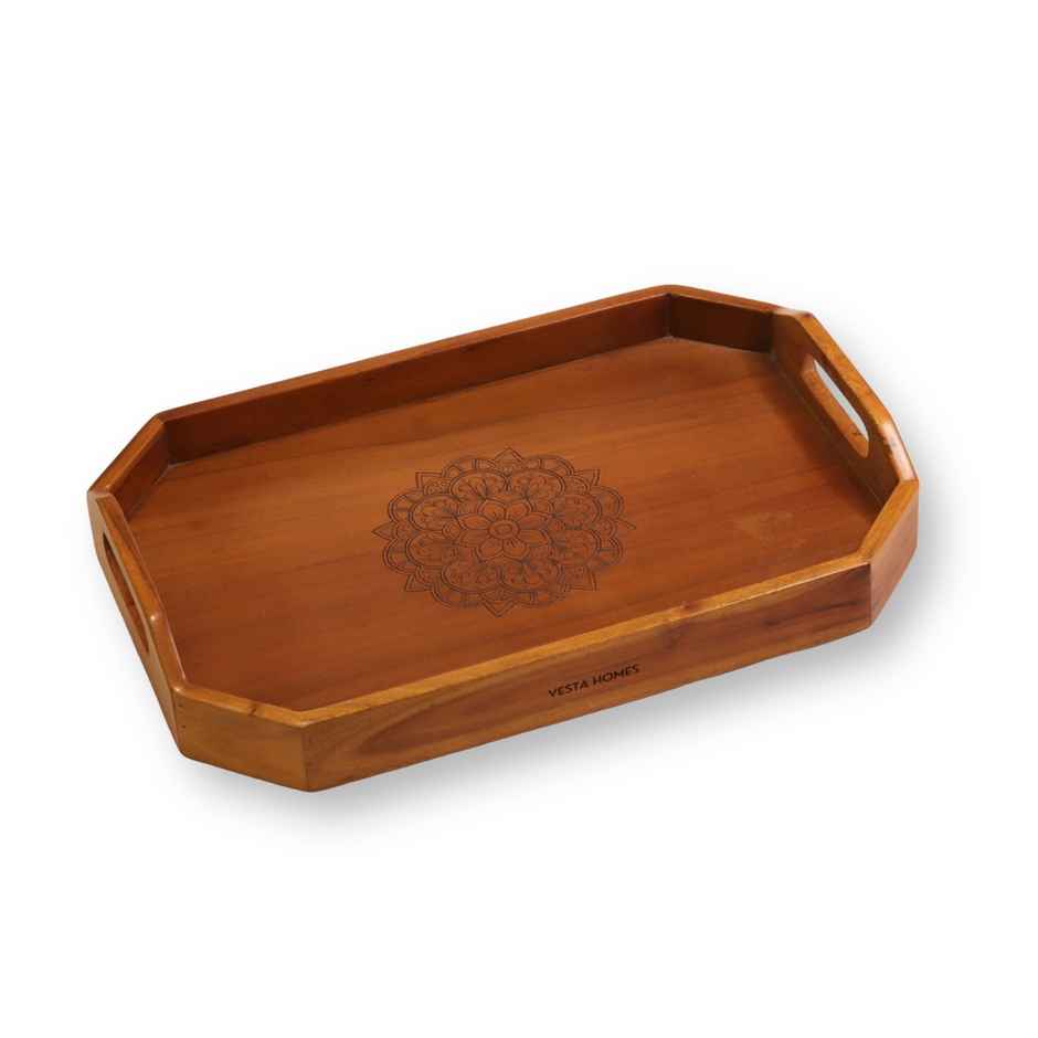 Vesta Homes Acacia Wood Serving Rectangular Tray For Home | Kitchen Organizer