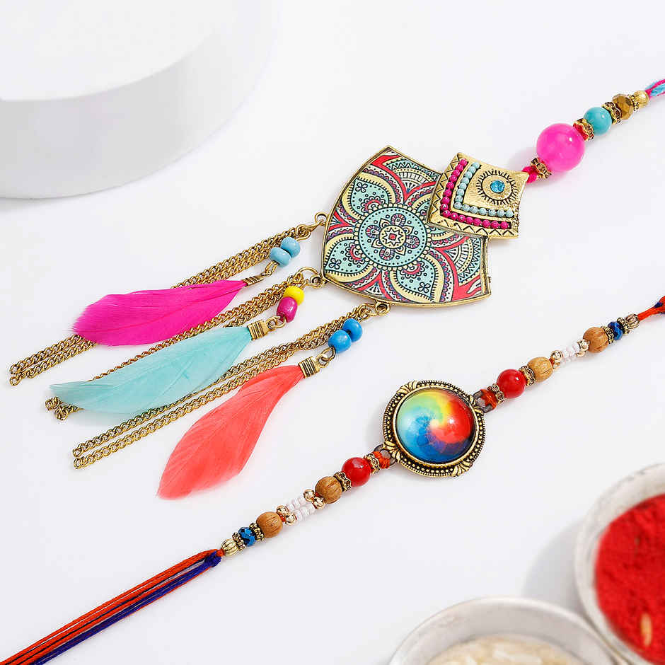 Bhaiya Bhabhi Colourful Mandala Rakhi (IGP)