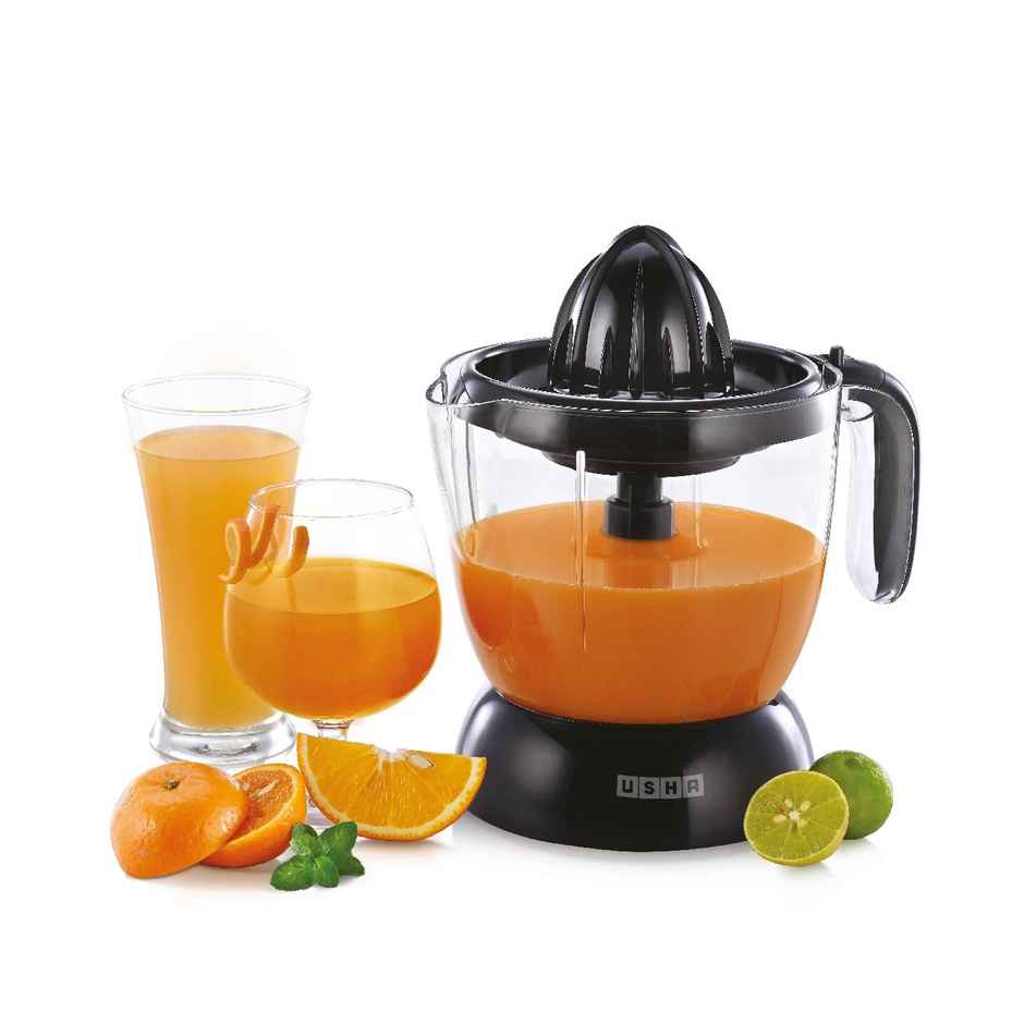 Usha Citrus Press Juicer | 30W | 1.0L | 2 - Way Rotation | Dual Sieve | Low Speed Crushing - Black