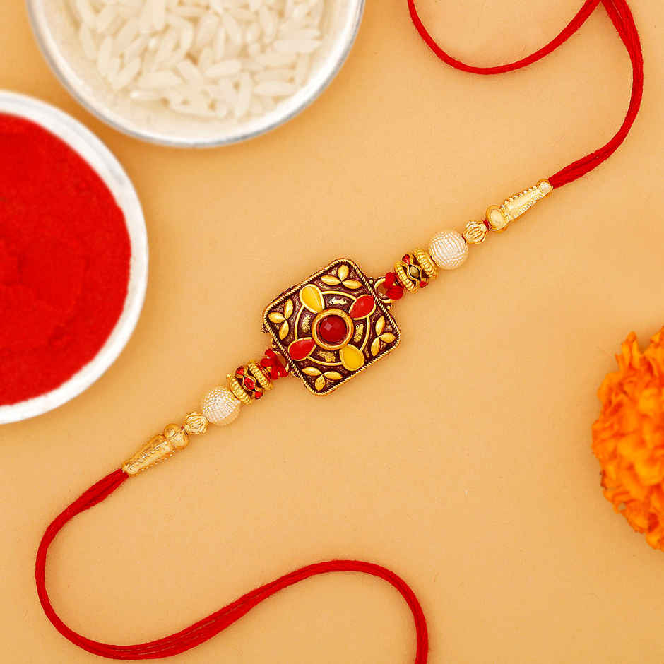 IGP Red and Yellow Blisfull Rakhi - Vibrant and Joyful