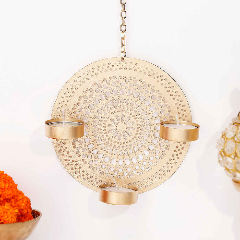 Moksha Tealight Candle Holder | Resin | Gold | IGP