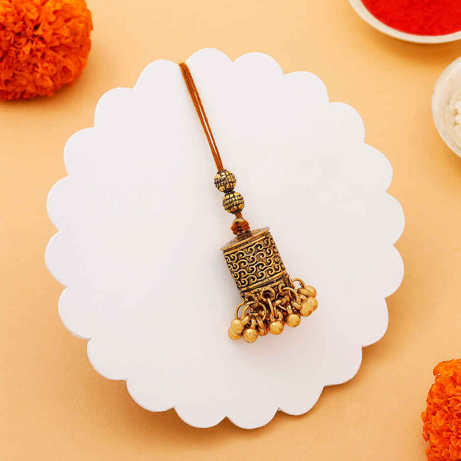 IGP Filigree Work Metal Oxidized Lumba Rakhi