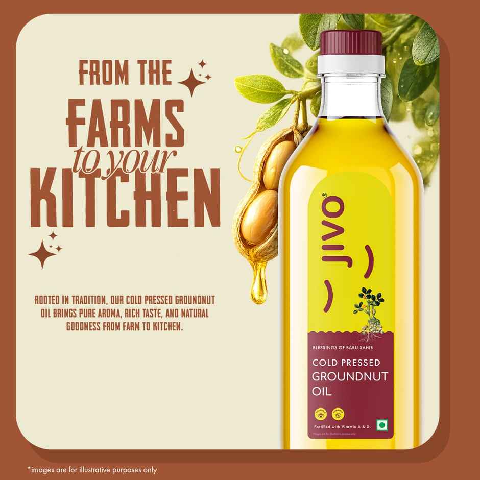 Jivo Groundnut (Peanut) Cold Pressed Oil | Vitamin Fortified Cooking Oil