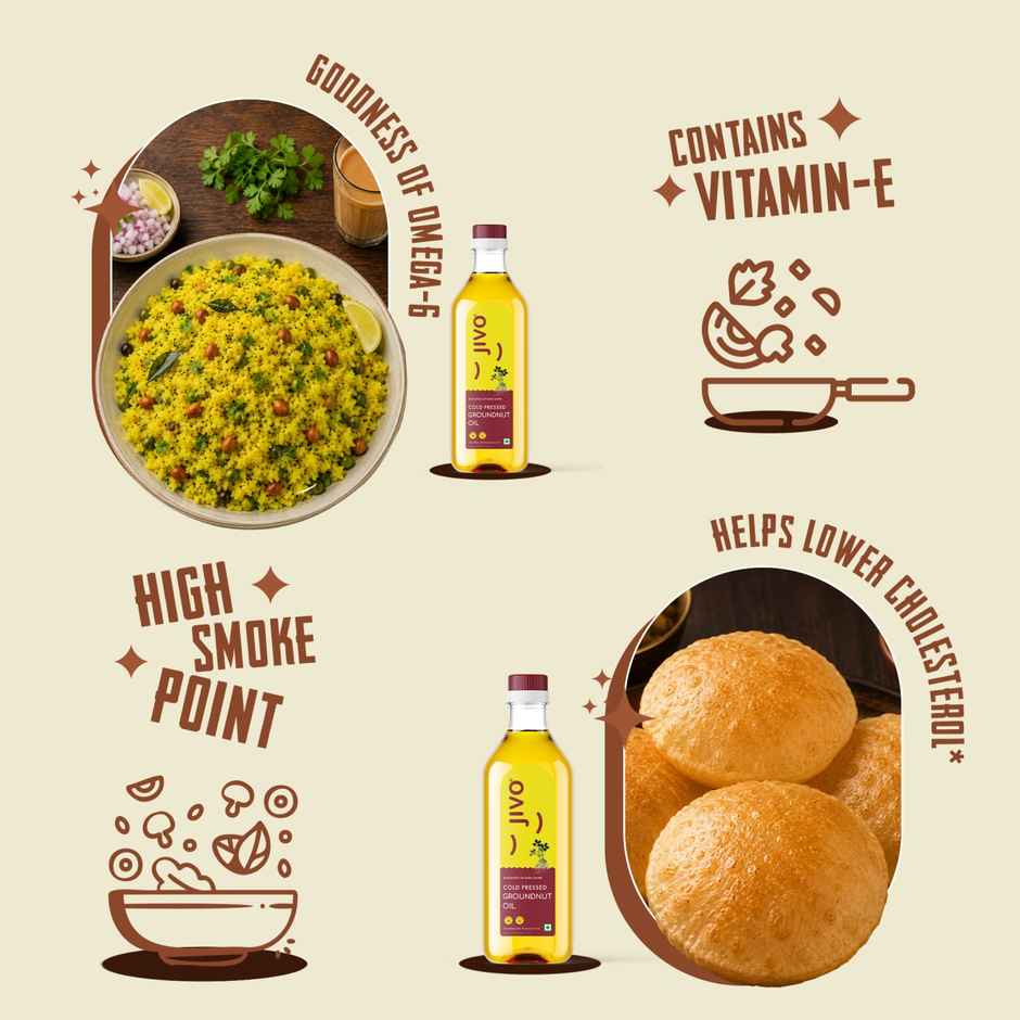 Jivo Groundnut (Peanut) Cold Pressed Oil | Vitamin Fortified Cooking Oil