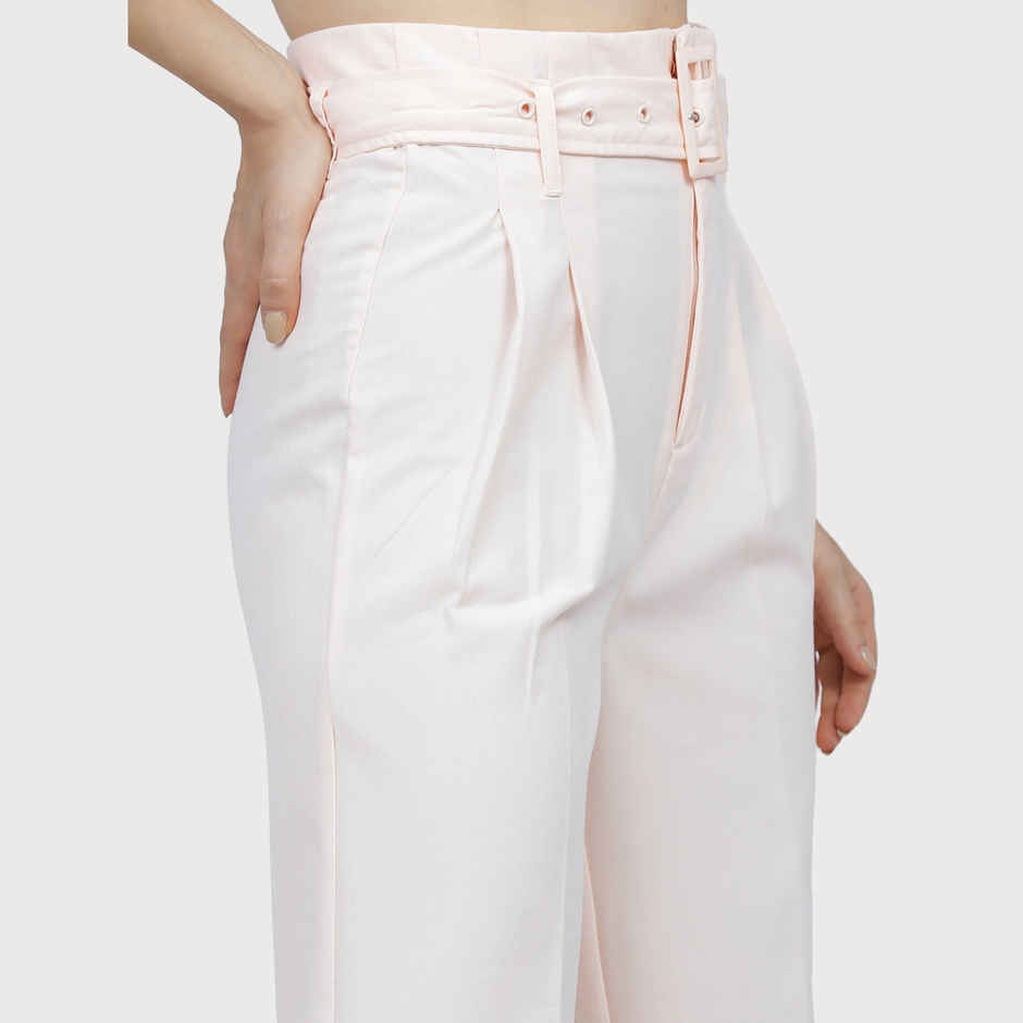 Tokyo Talkies Women's Wide Leg Hight Waist Trousers | Pink - L