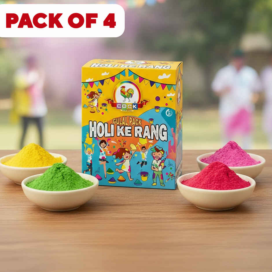 Holi Gulal Combo | Yellow | Green | Red | Pink | Pack Of 4 | Cock