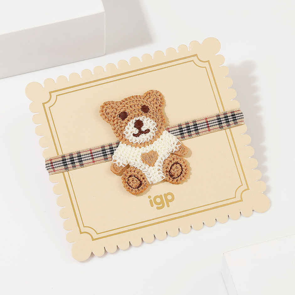 Crocheted Teddy Bear Kids Rakhi | IGP