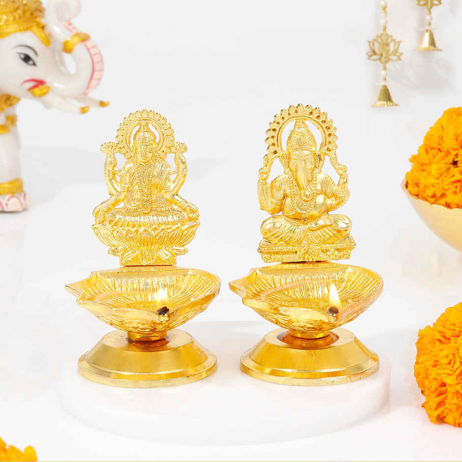 Laxmi Ganesha Metal Diya | Festive Decore | IGP