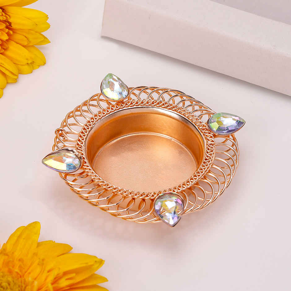 Tealight Holder | Diamond Design | Iron | Gold | IGP