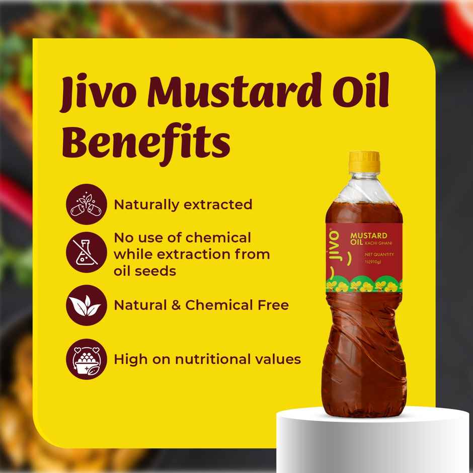 Jivo Kachi Ghani Mustard (Sarson) Cold Pressed Oil | Vitamin Fortified Cooking Oil