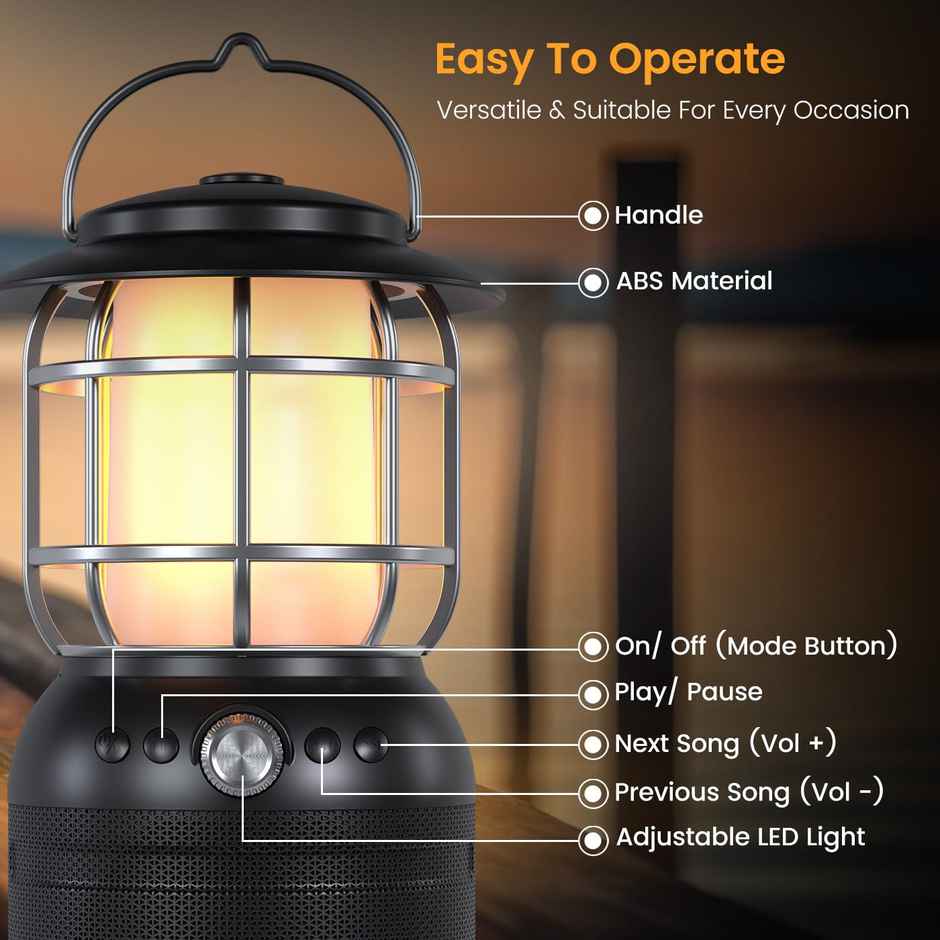 Portronics ilumi II 16W HD Sound Bluetooth Speaker with LED Lamp | Type-C | Black