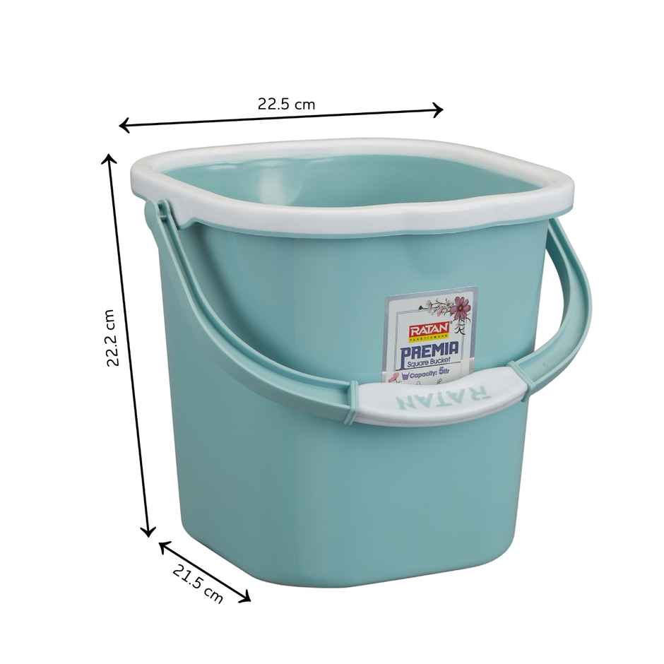 Ratan Plasticware Premia Bucket (5L X 1) - Mint|Light Weight And Easy To Carry