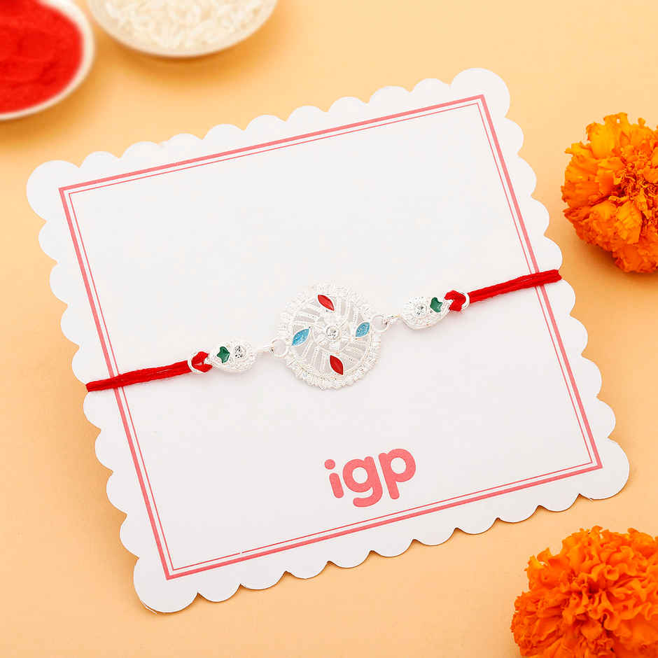 IGP Floral Silver Rakhi - Elegant Shine
