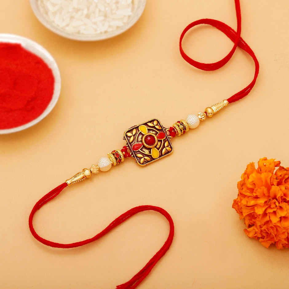 IGP Red and Yellow Blisfull Rakhi - Vibrant and Joyful