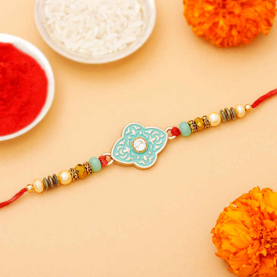 IGP Antique Motif Silver Rakhi - Elegant Shine
