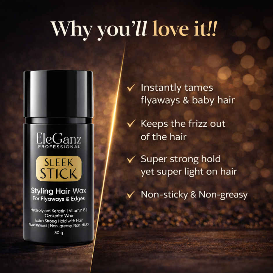 EleGanz Professional Sleek Stick | Hair Wax Stick | High Shine | Sets Flyaways | Non Sticky