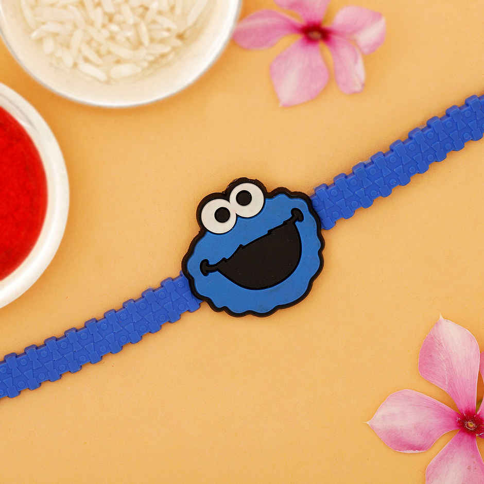 Blue Smiley Applique Silicone Rakhi / Bracelet