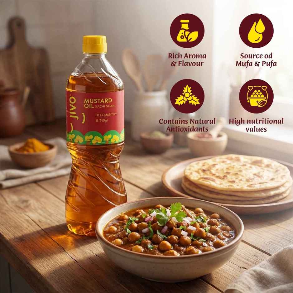 Jivo Kachi Ghani Mustard (Sarson) Cold Pressed Oil | Vitamin Fortified Cooking Oil