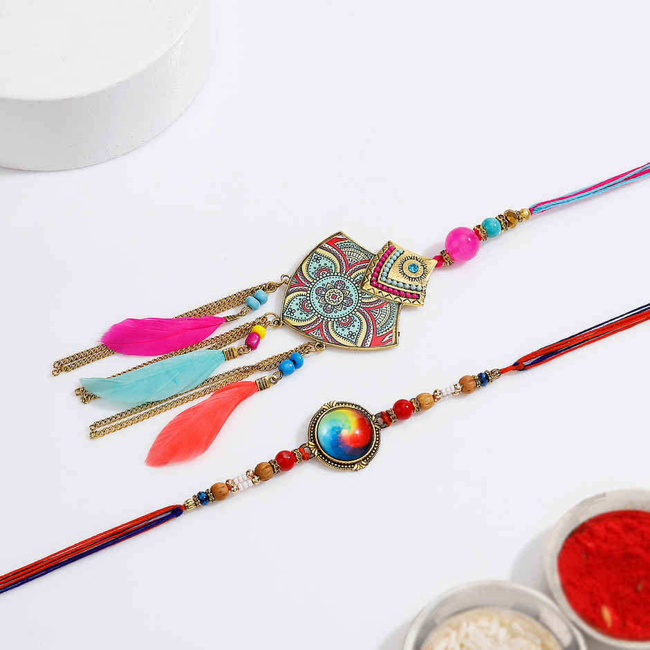Bhaiya Bhabhi Colourful Mandala Rakhi (IGP)