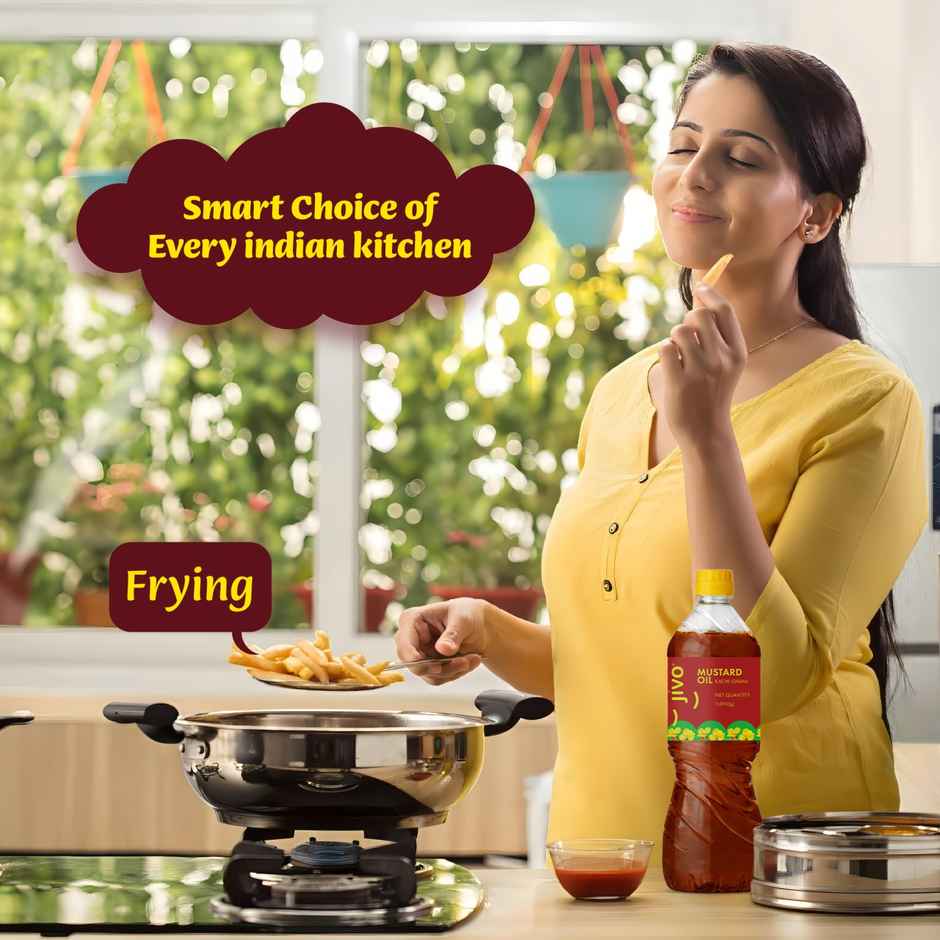 Jivo Kachi Ghani Mustard (Sarson) Cold Pressed Oil | Vitamin Fortified Cooking Oil