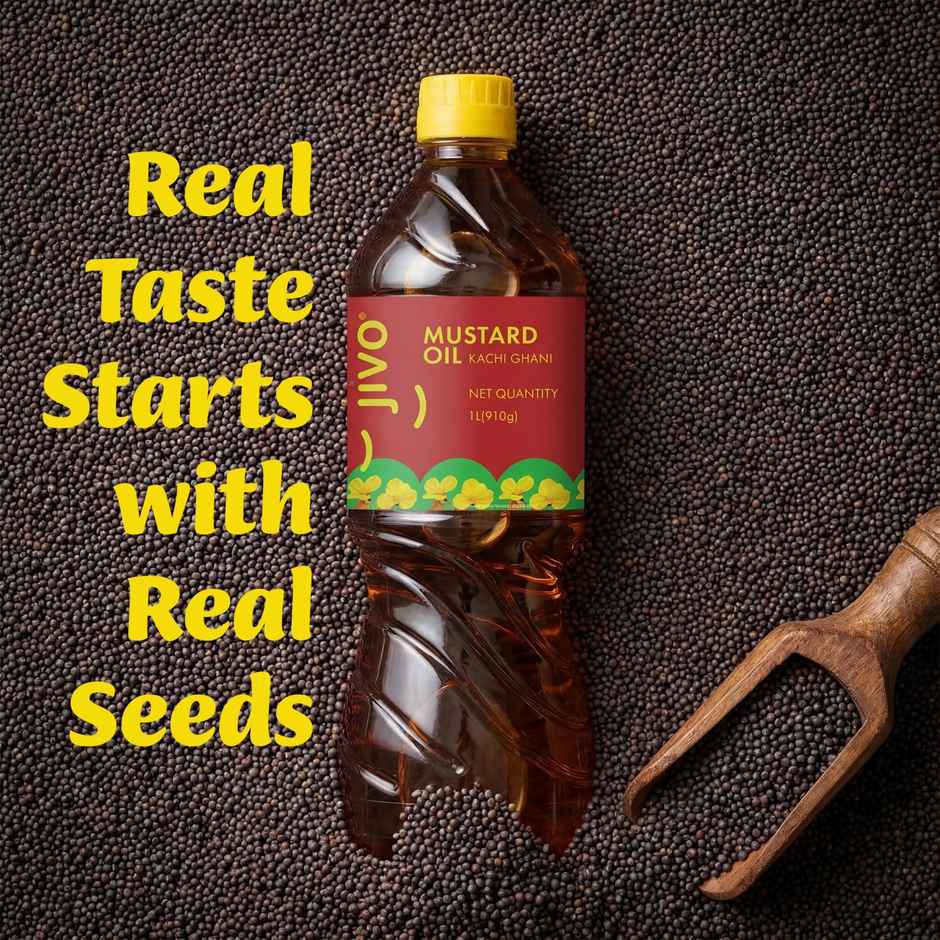 Jivo Kachi Ghani Mustard (Sarson) Cold Pressed Oil | Vitamin Fortified Cooking Oil