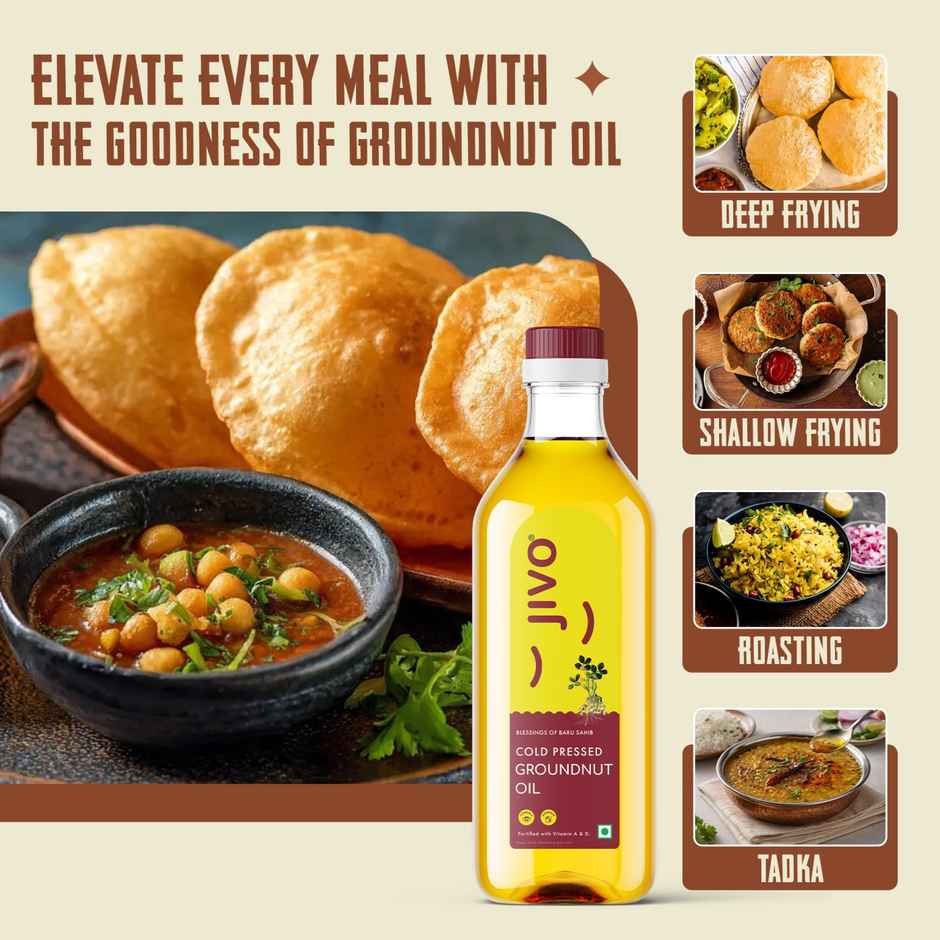 Jivo Groundnut (Peanut) Cold Pressed Oil | Vitamin Fortified Cooking Oil