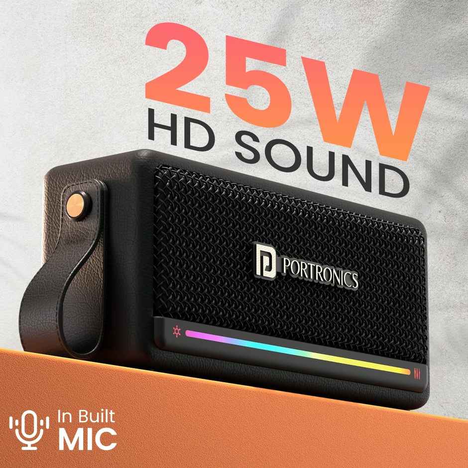 Portronics Harmony Mini, 25W HD Sound Portable Bluetooth Speaker - Black