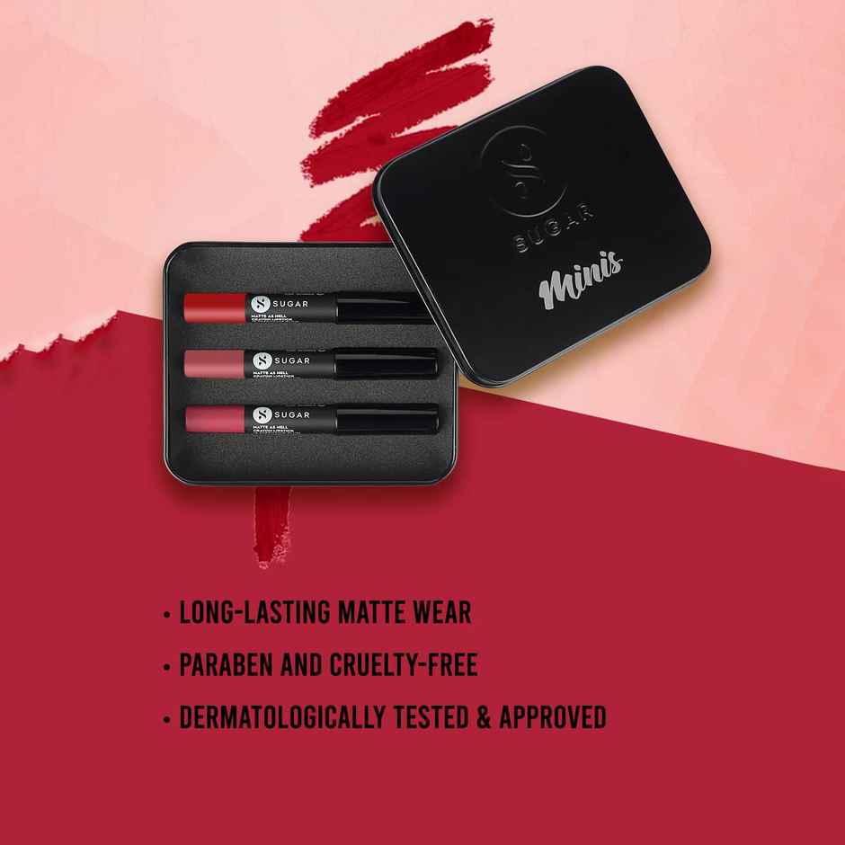 SUGAR Cosmetics Matte As Hell Mini Sets - Nude (Pack of 3)