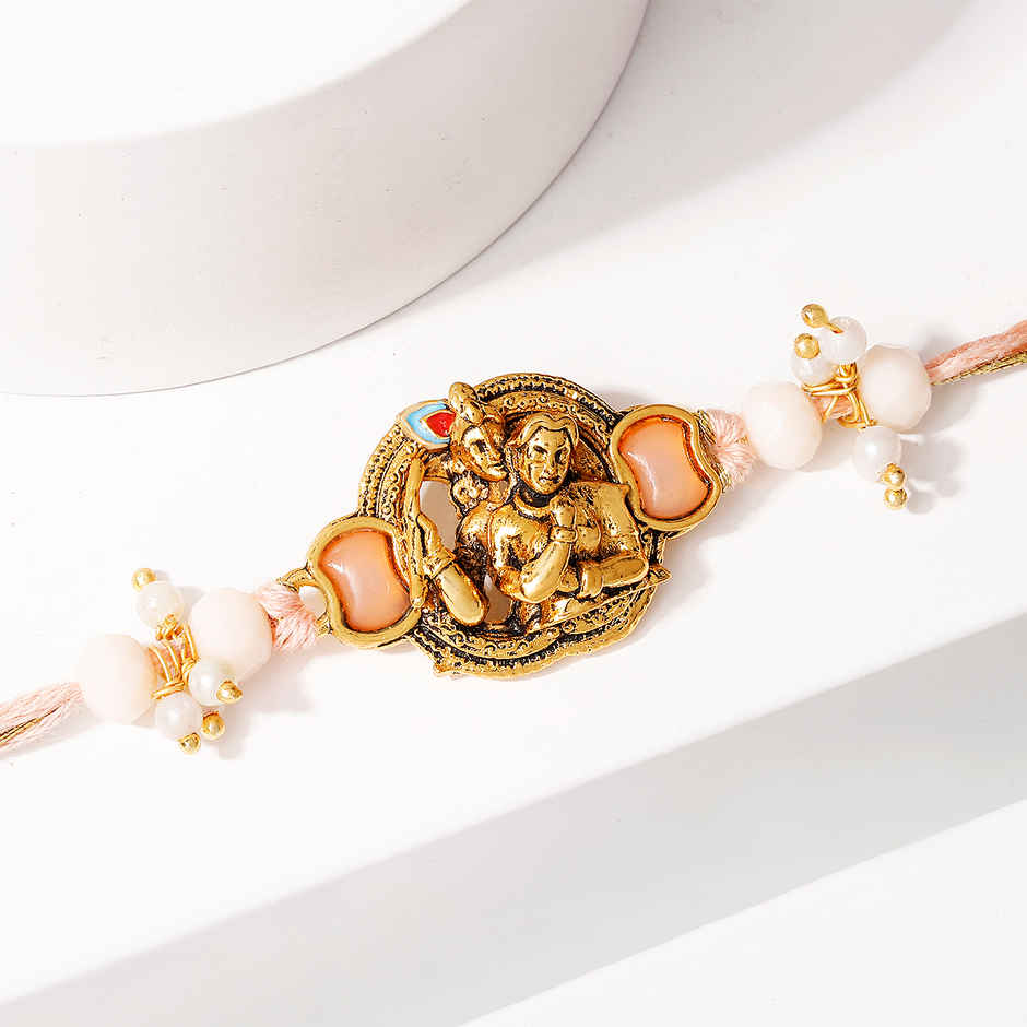 Krishna Devotional Pearl Thread Rakhi | IGP