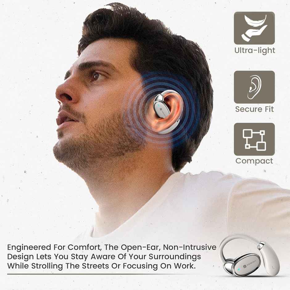 Portronics Harmonics Twins 31 Over Ear OWS Smart Wireless Earbuds | BT 5.4V | Beige