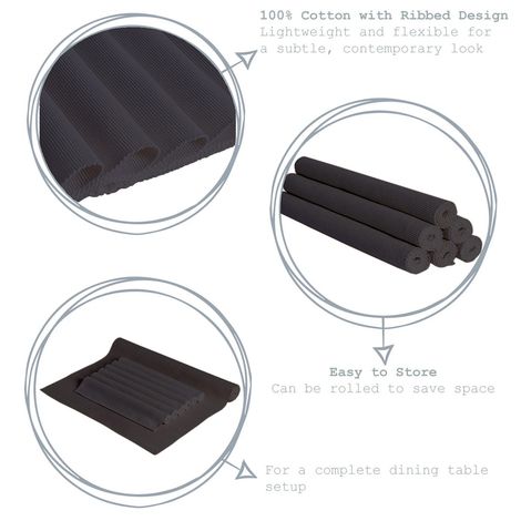 Lushomes Table Mat - Grey | Ribbed | 13 x 19 inch