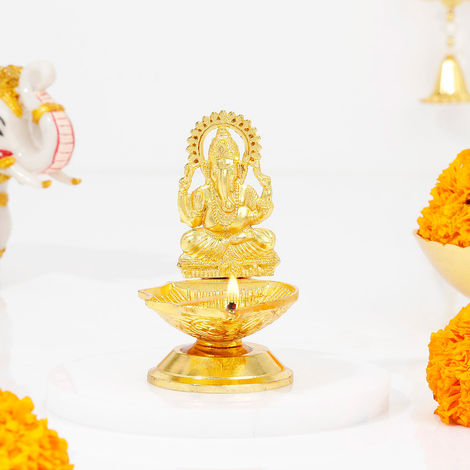 Laxmi Ganesha Metal Diya | Festive Decore | IGP